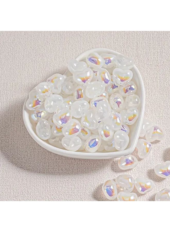 White Heart Shaped Iridescent Misty Dream Beads 30pcs For DIY Jewelry Necklace Earrings Crafts - Image 5
